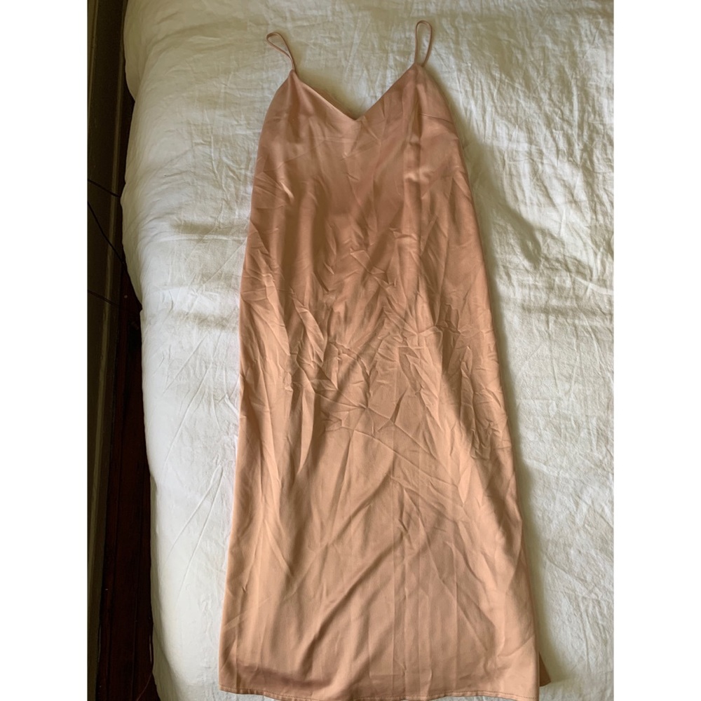 ASOS satin slip dress peach